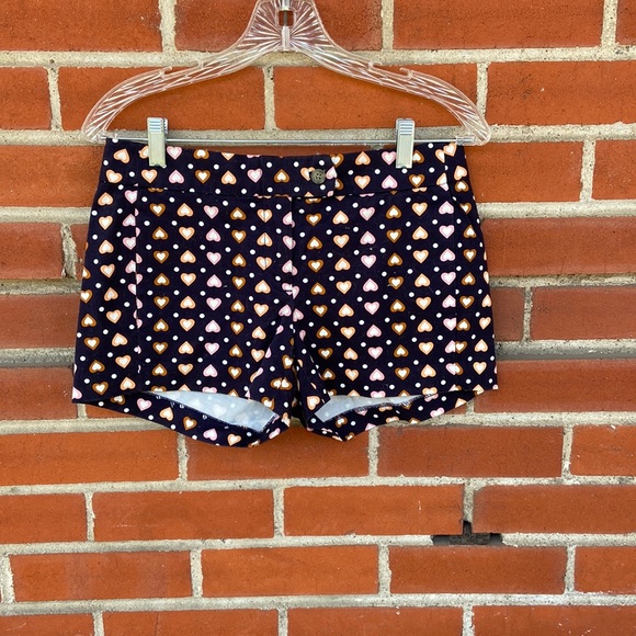 JCrew size 0 navy chino shorts with heart pattern - Picture 1 of 4